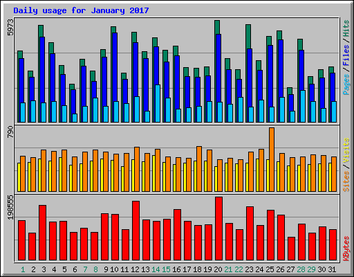 Daily usage for January 2017