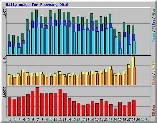 Daily usage for February 2019