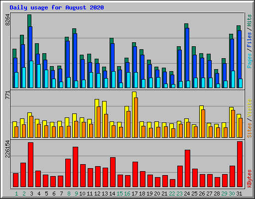 Daily usage for August 2020