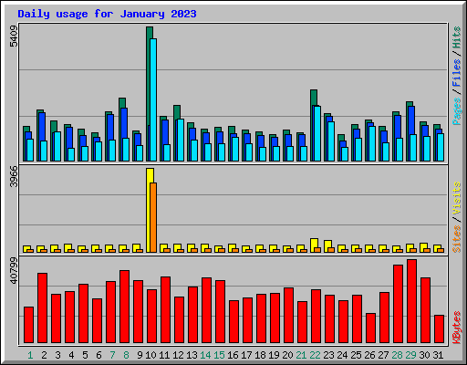Daily usage for January 2023