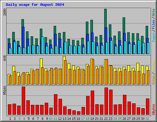 Daily usage for August 2024