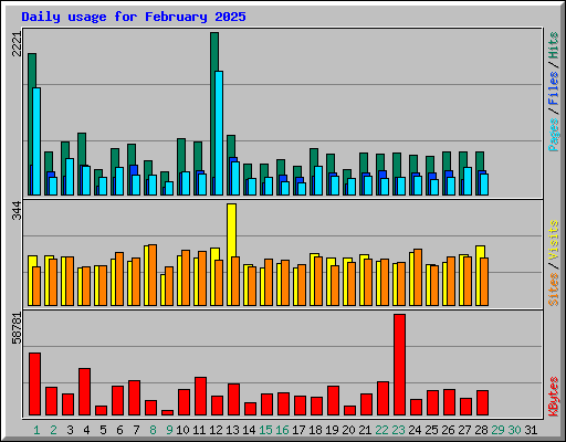 Daily usage for February 2025