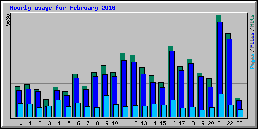 Hourly usage for February 2016